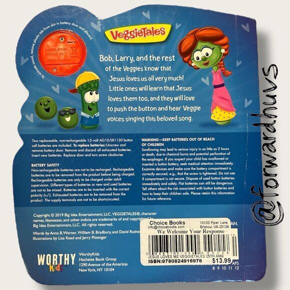 VeggieTales Jesus Loves Me Board Book with Jesus Loves Me Song Sound - Picture 4 of 10